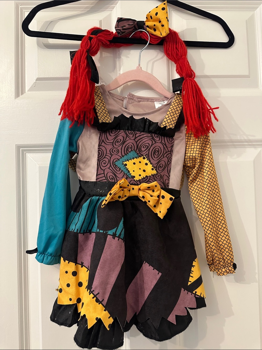 Girls Patchwork Rag Doll Costume with Red Yarn Hair